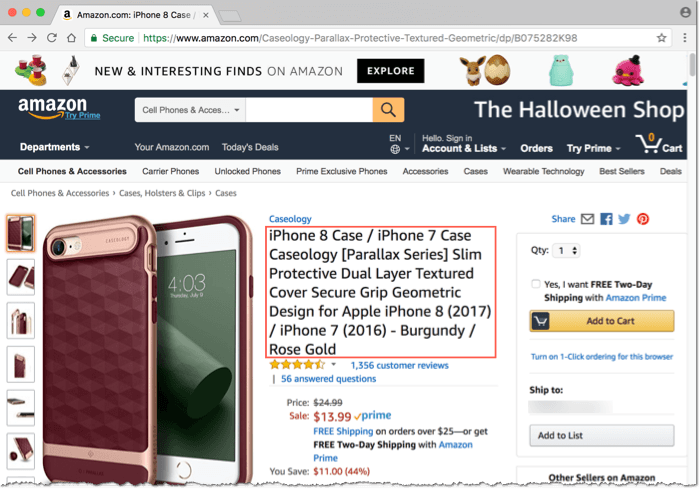 Amazon.com product description screenshot